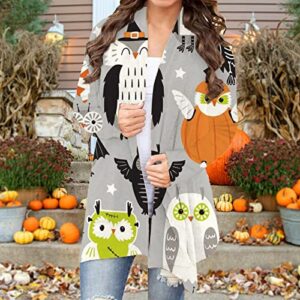 Halloween Cardigan Skeleton Plus Size Shirts Pumpkin Long Sleeve Sweater 2023 Fall Clothing Lightweight Front Open Tops