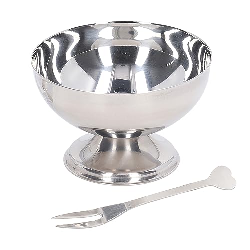 Haofy Ice Cream Bowl Stainless Steel Dessert Pudding Bowls Sundae Salad Serving Dip Bowl Trifle Tasting Bowls with Fork Housewarmings, Parties, Weddings (200ml)