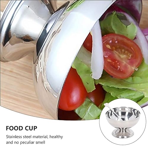 Haofy Ice Cream Bowl Stainless Steel Dessert Pudding Bowls Sundae Salad Serving Dip Bowl Trifle Tasting Bowls with Fork Housewarmings, Parties, Weddings (200ml)