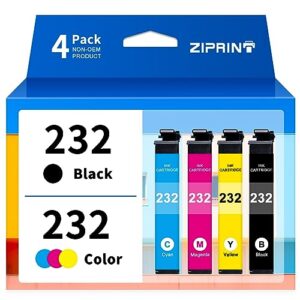 ziprint 232 remanufactured ink cartridge replacement for epson 232 t232 232 xl ink cartridge for expression home xp-4205 xp-4200 workforce wf-2930 wf-2950 printer (black cyan magenta yellow)