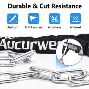 Aucurwen Bike Chain Lock, Combination & Keys 4-Digit Anti Theft Heavy Duty Bike Lock, 3.2ft Security Resettable Bicycle Lock for Bike, Bicycle, Electric Bike, Scooter, Motorcycle