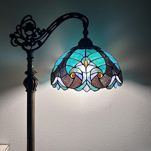 enjoy decor lamps Tiffany Floor Lamp Green Brown Liaison Stained Glass Gooseneck Adjustable LED Bulb Included for Living Room Dining Room Bedroom Office Hotel 63" H