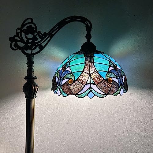 enjoy decor lamps Tiffany Floor Lamp Green Brown Liaison Stained Glass Gooseneck Adjustable LED Bulb Included for Living Room Dining Room Bedroom Office Hotel 63" H