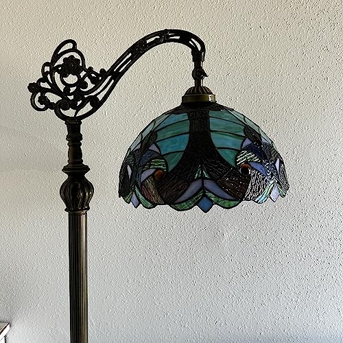 enjoy decor lamps Tiffany Floor Lamp Green Brown Liaison Stained Glass Gooseneck Adjustable LED Bulb Included for Living Room Dining Room Bedroom Office Hotel 63" H