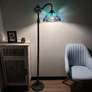 enjoy decor lamps Tiffany Floor Lamp Green Brown Liaison Stained Glass Gooseneck Adjustable LED Bulb Included for Living Room Dining Room Bedroom Office Hotel 63" H