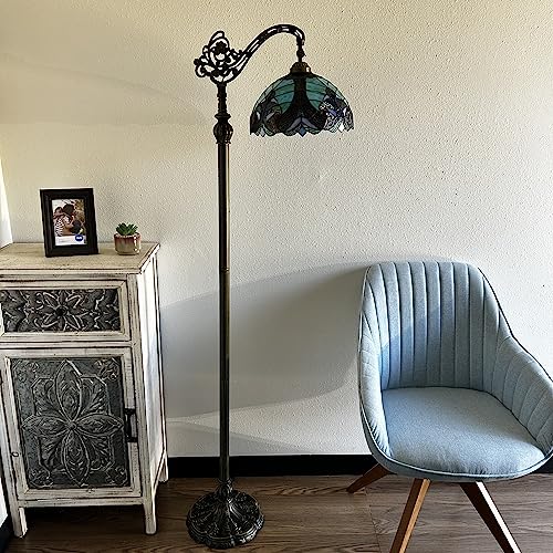 enjoy decor lamps Tiffany Floor Lamp Green Brown Liaison Stained Glass Gooseneck Adjustable LED Bulb Included for Living Room Dining Room Bedroom Office Hotel 63" H