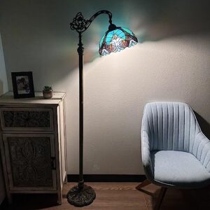 enjoy decor lamps Tiffany Floor Lamp Green Brown Liaison Stained Glass Gooseneck Adjustable LED Bulb Included for Living Room Dining Room Bedroom Office Hotel 63" H