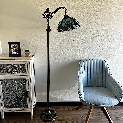 enjoy decor lamps Tiffany Floor Lamp Green Brown Liaison Stained Glass Gooseneck Adjustable LED Bulb Included for Living Room Dining Room Bedroom Office Hotel 63" H