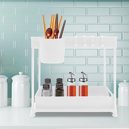 Kichvoe 1 Set cabinet drawer cabinet storage shelf telescopic sink shelf under sink organizer telescopic sink storage rack under sink storage bins cupboard storage box white pp