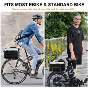 Dirza Bike Basket Rear with Liner,Cargo Net Large Rear Bike Basket,Heavy Duty Bicycle Rear Basket for Electric Bike, Ebike,Great for Bike Trip,Carrying Grocery,Ball,Dog