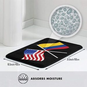 American and Colombia Flag Non-Slip Mat 20x31in Suitable for Home Kitchens and Offices