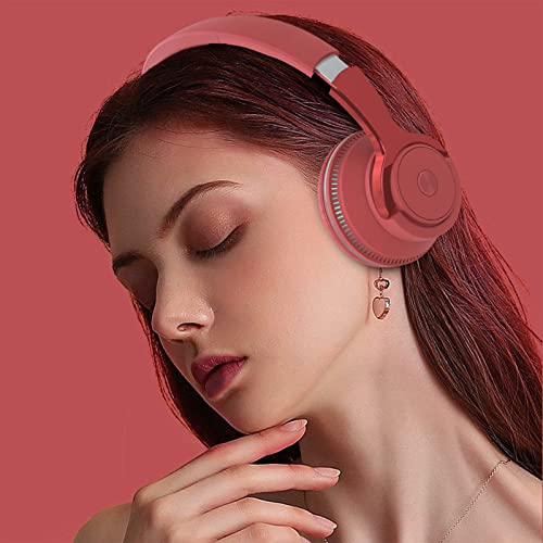 CENGNIAN Wireless Active Noise Cancelling Headphones 5.1, Subwoofer Over Ear Bluetooth Headphones, Hi-Res Audio Deep Bass Memory Foam Ear Cups for Travel Home Office (Red)