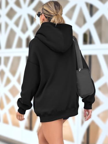 AUTOMET Black Hoodies for Women Oversized Sweatshirts Cute Fleece Long Sleeve Shirts Sweaters Loose Casual Winter Pullover Fall Outfits Y2k Owith Pockets 2023