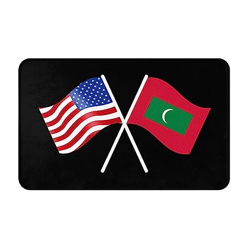 American and Maldives Flag Non-Slip Mat 20x31in Suitable for Home Kitchens and Offices