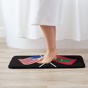 American and Maldives Flag Non-Slip Mat 20x31in Suitable for Home Kitchens and Offices