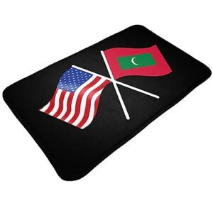 American and Maldives Flag Non-Slip Mat 20x31in Suitable for Home Kitchens and Offices