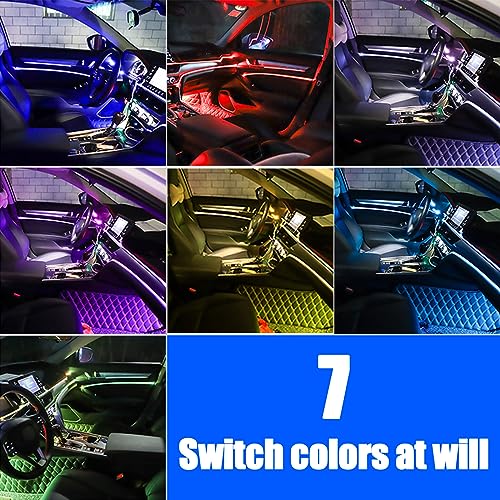 Dewkou 4 Pieces 48 Led Car Interior Lights, Led Strip Lights for Cars, Interior Car Lights Multicolored Music LED Strip Lights, LED Car Atmosphere Lights (Multicolored)