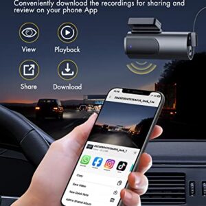 Dash Cam Front and Rear Camera, 4K/2.5K Full Dashcams for Cars with 64GB SD Card, WiFi & App Control, Night Vision, Parking Mode, G-Sensor, Loop Recording,WDR,170° Wide Angle