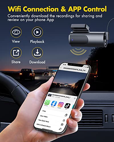 Dash Cam Front and Rear Camera, 4K/2.5K Full Dashcams for Cars with 64GB SD Card, WiFi & App Control, Night Vision, Parking Mode, G-Sensor, Loop Recording,WDR,170° Wide Angle