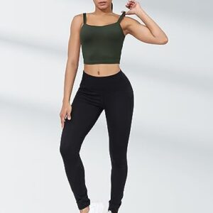 LUYAA Yoga Tank Tops for Women Workout Bras Open Back Crop Top with Built in Bra Cute Sports Bra Supportive Deep Green M