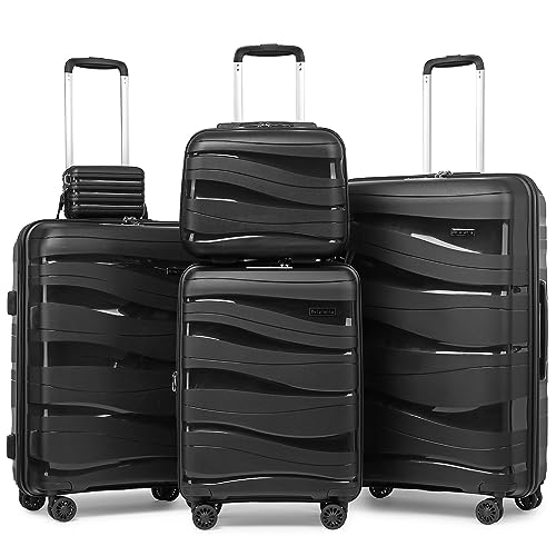 Melalenia Luggage Sets 3 Piece Expandable Suitcase Set, PP Hardshell Suitcase with Spinner Wheels,Lightweight Carry On Luggage with TSA Lock