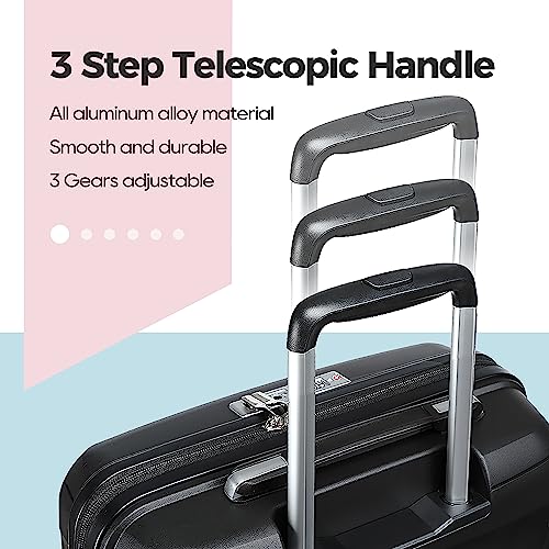 Melalenia Luggage Sets 3 Piece Expandable Suitcase Set, PP Hardshell Suitcase with Spinner Wheels,Lightweight Carry On Luggage with TSA Lock