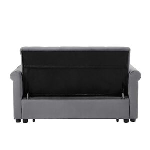 COULDWILL Velvet Pull Out Sofa Bed Convertible Loveseat Sleeper Couch 3-in-1 Sofa Bed Couch with Reclining Backrest and Toss Pillow for Apartment Living Room Bedroom, Gray