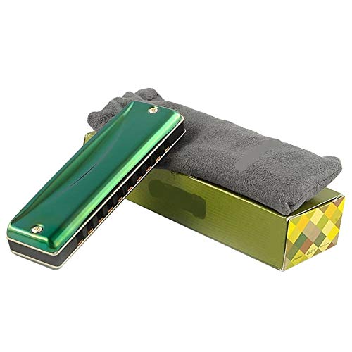 WAAZVXS C-20 Diatonic Harmonica 10 Holes Blues Harp Key Of C Olive Green Professional Musical Instruments C20 (Color : Key of D)