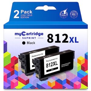 812xl ink cartridges black remanufactured ink cartridge replacement for epson 812xl ink cartridges combo pack black for workforce pro wf-7840 wf-7820 wf-7310 ec-c7000 printer (black,2 pack) 812 ink