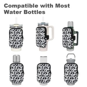 Grevosea Water Bottle Pouch, Tumbler Pouch for 18-40 Oz Water Cup Holder Pocket for Phone Card Keys Gym Cup Accessories for Women Men Running Walking Outdoor Adventure Water Bottle Handheld Caddy