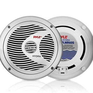 Pyle 6.5” Dual Marine Speakers - 2 Way Waterproof and Weather Resistant Outdoor Audio Stereo Sound & Bluetooth Marine Receiver Stereo - 12v Single DIN Style Boat in Dash Radio Receiver System