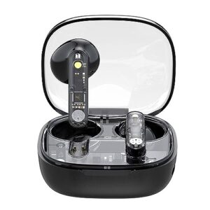 wireless headphones, bluetooth earbuds enc noise cancelling translucent earphones in ear, hifi stereo dual microphone mini sport ear buds with fast charging,ip7 waterproof sweat resistant headphones