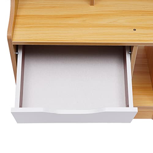 Nightstand Modern Side Table 2 Drawers Wood End Table with Storage Shelf for Bedroom,Living Room,Office,Hotel