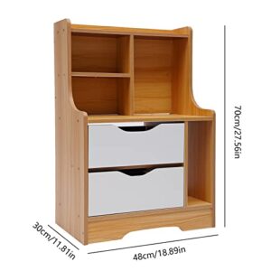 Nightstand Modern Side Table 2 Drawers Wood End Table with Storage Shelf for Bedroom,Living Room,Office,Hotel