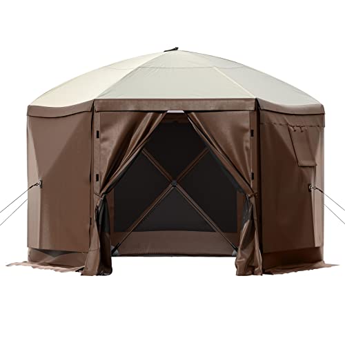 SmarketBuy Gazebo Tent 10 x 10 ft, Pop Up Design Camping Gazebo Tent, 6-Sided Pop-up Canopy Shelter Ten Portable 8 Person Gazebo Screen Tent with Carry Bag for Camping and Backyard Activities