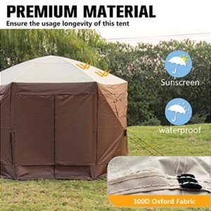 SmarketBuy Gazebo Tent 10 x 10 ft, Pop Up Design Camping Gazebo Tent, 6-Sided Pop-up Canopy Shelter Ten Portable 8 Person Gazebo Screen Tent with Carry Bag for Camping and Backyard Activities