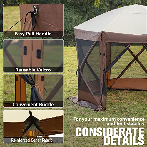 SmarketBuy Gazebo Tent 10 x 10 ft, Pop Up Design Camping Gazebo Tent, 6-Sided Pop-up Canopy Shelter Ten Portable 8 Person Gazebo Screen Tent with Carry Bag for Camping and Backyard Activities