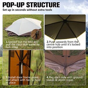 SmarketBuy Gazebo Tent 10 x 10 ft, Pop Up Design Camping Gazebo Tent, 6-Sided Pop-up Canopy Shelter Ten Portable 8 Person Gazebo Screen Tent with Carry Bag for Camping and Backyard Activities