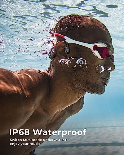 BEARTAIN Bone Conduction Headphones Swimming Headphones IP68 Waterproof Wireless Bluetooth 5.3 Earphones Open Ear Sports Headset with MP3 Player Ultra Light Headphones for Swimming Running