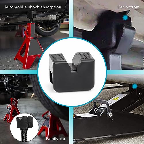 gunhunt 4 PCS Car Jack Pad Adapter, Rubber Anti-Slip Waterproof Jack Stand Protector, Universal Slotted Frame Protector for Jack Stand (Black)