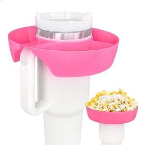 snack bowl for stanley cup, reusable snack ring tray platter compatible with stanley 40 oz tumbler, 3 compartments for candy,appetizer,nuts,popcorn, cup holder for stanley cup accessories (pink)