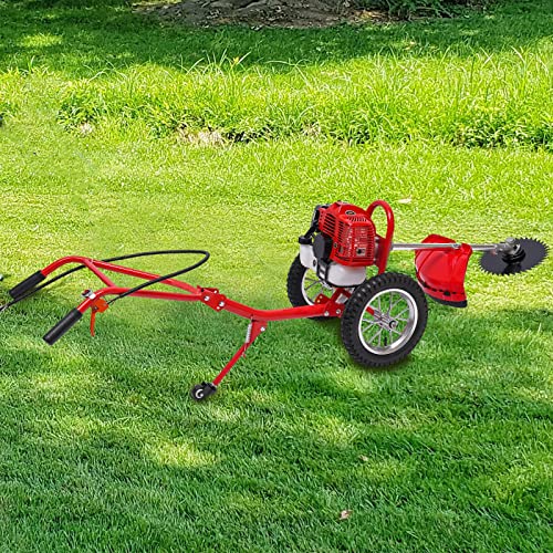 TBVECHI Lawn Mower, 2-Stroke Hand Push Gasoline Lawn Mower, 1.8KW 49CC 3 in 1 Lawn Mower Loosen Weed, Gas Mower Grass w/2 Scarifying Knife for Home Garden Yard