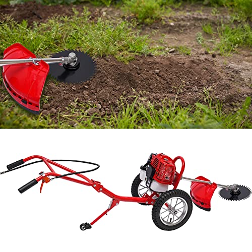 TBVECHI Lawn Mower, 2-Stroke Hand Push Gasoline Lawn Mower, 1.8KW 49CC 3 in 1 Lawn Mower Loosen Weed, Gas Mower Grass w/2 Scarifying Knife for Home Garden Yard