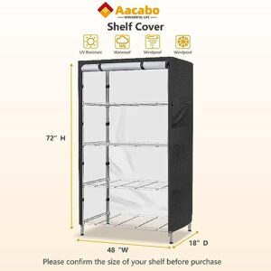 Aacabo Shelf Cover,Waterproof Dustproof Storage Shelving Unit Cover,Fits 48"Wx18"Dx72"H Shelf,Shelf Display Rack Protector Cover with Zipper,Black(Cover only)