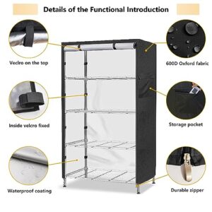 Aacabo Shelf Cover,Waterproof Dustproof Storage Shelving Unit Cover,Fits 48"Wx18"Dx72"H Shelf,Shelf Display Rack Protector Cover with Zipper,Black(Cover only)