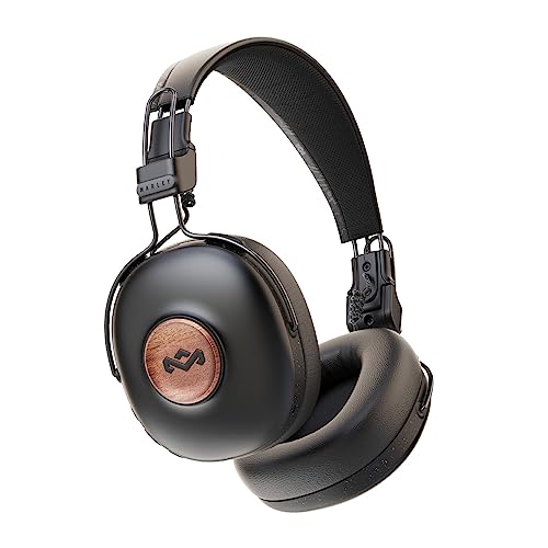 House of Marley Positive Vibration Frequency: Over-Ear Wireless Headphones with Microphone, Wireless Bluetooth Connectivity, 34 Hours of Playtime and Quick Charge Technology, Signature Black