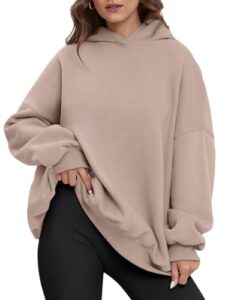 athmile fall outfits for women 2023 hoodies oversized sweatshirt sweaters fleece lined plus size y2k long sleeve tops casual fashion coffee grey
