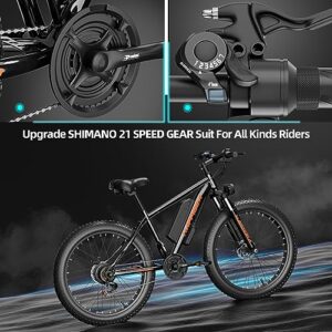 Stopsada High-Performance Electric Bike for Adults, 48V 750W Motor, 12Ah Lithium Battery, 21 Speeds, 26'' Fat Tires, LED Smart Meter, Electric Bicycle for Commuting and Off-Road Adventures