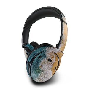 mightyskins glossy glitter skin compatible with bose quietcomfort 45 headphones sea and sand | protective, durable high-gloss glitter finish | easy to apply | made in the usa