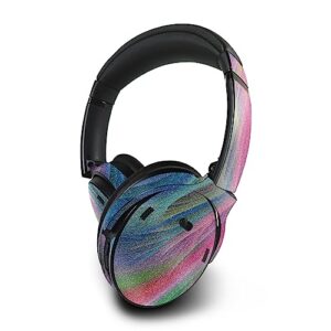 mightyskins glossy glitter skin compatible with bose quietcomfort 45 headphones rainbow waves | protective, durable high-gloss glitter finish | easy to apply | made in the usa